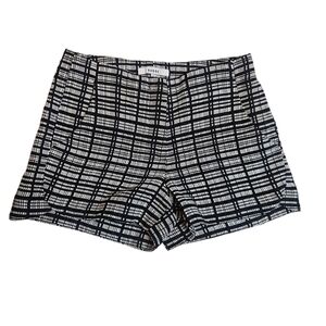 Anthropologie Ro & De Windowpane Plaid Grid Black/White Lined Shorts size Small